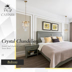 3 Pack Crystal Pendant Light for Kitchen Island, Mini Gold Modern Crystal Light Fixture Luxury for Dining Room, K9 Ceiling Pendant Light 3 Tiers for Hallway Bedroom Closet
