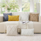 decorUhome Throw Pillow Covers 16x16 Inch Set of 2, Soft Plush Faux Fur Wool Mustard Yellow Couch Pillow Covers, Decorative Neutral Pillow Cases for Bed Sofa Living Room Home Decor