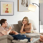 60" Floor Lamps with Remote Control & Bulb, Colors Temperature & Brightness Adjustable, White Shade & Black Pole