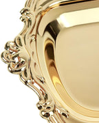 Quluxe Vintage Trinket Dish Jewelry Tray Small Perfume Organizer Tray for Wedding Photographer Detail Props Ceremony Antique Decor (Gold)
