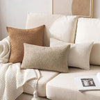MIULEE Textured Boucle Throw Pillow Cover White Accent Solid Lumbar Christmas Pillow Case Decorative Soft Pack of 1 Couch Cushion Chair Sofa Bedroom Livingroom Home Decor,12x20 Inch