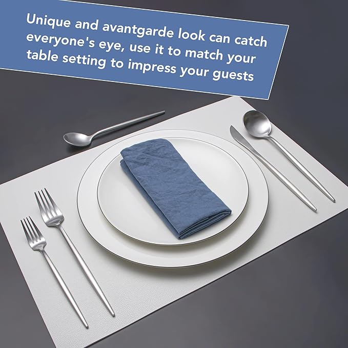40 Piece Silverware Set Service for 8, EIUBUIE Premium Stainless Steel Cutlery Set, Matte Finish Unique Flatware Sets, Modern Kitchen Tableware Eating Utensil Sets Include Spoons Forks Knives