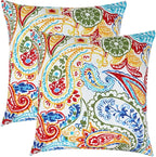 Water Resistant Outdoor Throw Pillows for Patio Furniture,18x18 Inch Decorative Pillows Set of 2 with Insert,Hidden Zipper Headrests for Sofa Couch Chair(Phoenix)