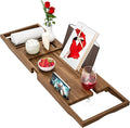 Premium Teak Bathtub Tray Caddy, Wooden Bath Caddy Trays for Bathtub, Bath Tub Wood Tray Table for Tub,Expandable Size, Fits Most Bath Tubs