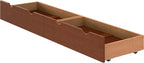 Chestnut Underbed Storage Drawers, Set of 2, Wooden Rolling Organizers, Fits Bed Frames 9.75 in. High or More, Ideal for Children's Bedroom, Small Toys, Seasonal Clothes, 37x20.38x9.38 Inches