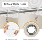 AmazerBath Boho Shower Curtain Set, Grey Shower Curtain with Tassels, Rustic Faux Linen Gray Striped Modern Farmhouse Shower Curtain with Hooks, Light Tan Toned, 72x72 Inches