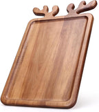 Large Acacia Wood Platter for Christmas Charcuterie Board Decorative Fruit Veggie Trays Wooden Cheese Board Xmas Kitchen Decor Gift Holiday Cookie Platters Food Serving Dish Plate Christmas Tray