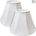 Double White Lamp Shade Set of 2, TOOTOO STAR Large Barrel Lampshade for Floor Light and Table Lamp 6x12x8.5 inch, DIY Fabric Natural Linen Hand Crafted, Spider (White, 6x12x8.5 inch)