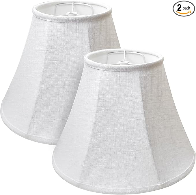 Double White Lamp Shade Set of 2, TOOTOO STAR Large Barrel Lampshade for Floor Light and Table Lamp 6x12x8.5 inch, DIY Fabric Natural Linen Hand Crafted, Spider (White, 6x12x8.5 inch)