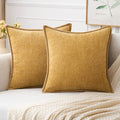 MIULEE Pack of 2 Couch Throw Pillow Covers 24x24 Inch Gold Farmhouse Decorative Pillow Covers with Stitched Edge Soft Chenille Solid Dyed Fall Pillow Covers for Sofa Bed Living Room