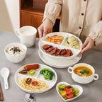 (5 Pack) Portion Control Plate for Balanced Eating, 9" Unbreakable Divided Plates,3 Compartment Plates, Reusable Plastic Plates, BPA Free for Kids Adults (White)