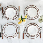 Melamine Dinnerware Set-12 Piece Melamine Plates and Bowls Set for 4,Lightweight yet Durable Dish Set,Camping/RV Unbreakable Serving Dishes, Dishwasher Safe, Off White