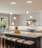 Modern Chandelier Crystal Pendant Light for Kitchen Island Dining Room Bedroom Hallway Silver