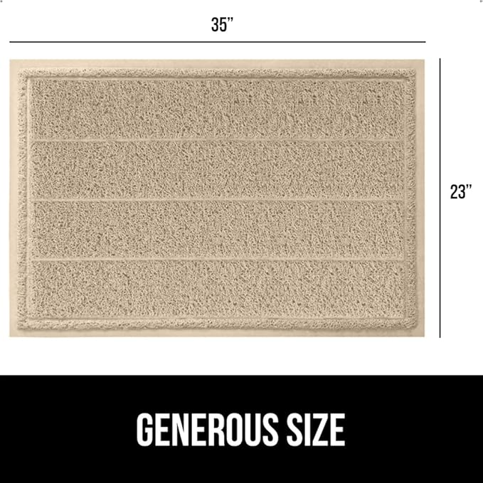 GORILLA GRIP Dirt Grabber Mesh Doormat, Low-Profile, Stain and Fade Resistant Heavy Duty Quick Dry Striped Doormats, Mats for Indoor or Outdoor Entry, Shoe Scraper, Garage Entrance Mat, 35x23, Beige