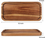 2 Pcs Rectangular Wooden Platters for Food Party Decorative Small Serving Tray Long Charcuterie Board Acacia Wood Trays Home Decor Cheese Board Rectangle Cake Dessert Plates Snack Appetizer Platter