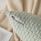 Kevin Textile Pack of 2 Corduroy Decorative Throw Pillow Covers 16x16 Inch Spring Soft Boho Striped Pillow Covers Modern Farmhouse Home Decor for Spring Sofa Living Room Couch Bed Light Green