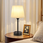 Acaxin White Bedside Lamps for bedrooms Set of 2 - White Pleated Lamp Shade with USB Charging Ports, Touch Lamps for Nighstand, Night Stand Lamp for Dorm/Office/Living Room/Class Room