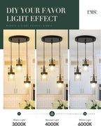 LMS Black 3-Light Pendant Fixtures, Adjustable Kitchen Hanging Light Fixture, Cluster Pendant Lights, LMS-188