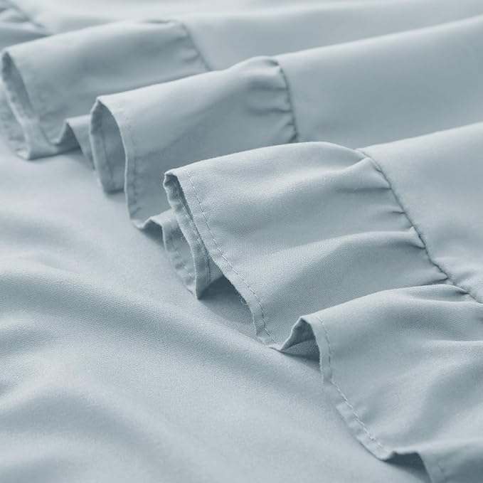 KKJIAF Ruffle Pillow Cases 24x24 Inches, Dusty Blue Square Ruffled Pillow Covers Set of 2, Microfiber Wrinkle Resistant Pillow Shams with Envelope Closure for Sofa Bed Living Room