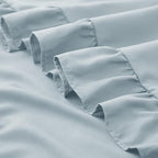 KKJIAF Ruffle Pillow Cases 26x26 Inches, Dusty Blue Square Ruffled Pillow Covers Set of 2, Microfiber Wrinkle Resistant Pillow Shams with Envelope Closure for Sofa Bed Living Room