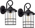 MICSIU 12 Inch Outdoor Wall Lantern 2 Pack, Textured Black Exterior Wall Sconce with Clear Seedy Glass, Waterproof Outside Porch Lights for House, Entryway, Home, Patio, Garage, Doorway