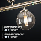 16-Light Globe Sputnik Chandelier, Mid Century Modern Light Fixture Over Table, Nickel Linear Chandeliers for Dining Room and Kitchen Island (Smoke Grey Glass Bubble Shades, 40 Inch)