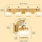 Modern Bathroom Vanity Light, 4-Light Gold Bathroom Lighting Fixtures Over Mirror, 28.4" Crystal Wall Light Sconce for Bathroom/Bedroom/Vanity, Includes LED Bulbs, Easy Installation