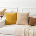 Kevin Textile Throw Pillow Covers Soft Corduroy Decorative Set of 2 Boho Striped Pillow Covers Pillowcases Farmhouse Home Decor for Couch Bed Sofa Living Room 16x16 Inch Mustard Yellow