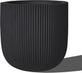 16 Inch Handmade Concrete Outdoor Planter - Classic Striped Design | Fiberglass & Composite Material | Durable for Commercial & Home Decor