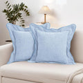 HAUSSY Scalloped Pillow Covers 22x22 Set of 2,Decorative Throw Pillows Cute Aesthetic Preppy Cushion Covers for Couch Bed Living Room,Light Blue