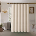 Inhousolu Boho Farmhouse Shower Curtain with Fabric Liner Set, Faux Linen Textured, 14 Metal Hooks Luxury Weighted Hem, Washable Wrinkle Free Bath Curtain for Hotel Bathroom 72" W x 96" L Ivory