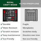 ROYAL CRAFT WOOD Luxury Bamboo Kitchen Drawer Organizer - Silverware Organizer - Utensil Holder and Cutlery Tray with Grooved Drawer Dividers for Flatware and Kitchen Utensils (9 Slot, Black)