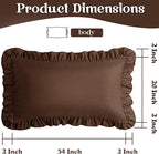 KKJIAF Ruffle Body Pillow Cases Set of 1, Ruffled Pillow Covers with Envelope Closure, Wrinkle Resistant Ruffled Long Pillow Shams 20" x 54", Brown