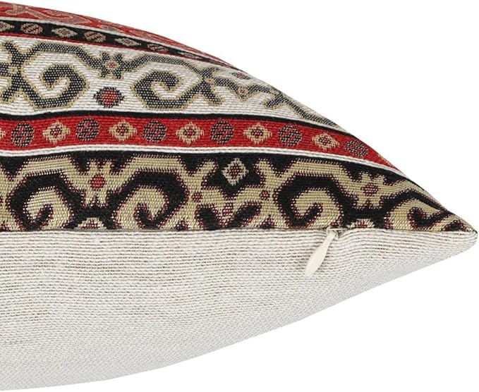 Tapestry Stylish Red-Black 18"x18" Pillow Cover Sham Ethnic Kilim Geometric Southwestern Pattern Throw Decorative for Home Decor, Sofa, Couch, Porch, Patio, Chair