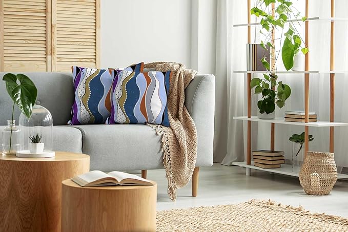 CAPSCEOLL Abstract Throw Pillow Covers Modern Home Art Decor,Circles Waves and Dots Paint Strokes and Splashes 20X20 Inches Set of 2 Pillow Cases Decorative for Bedroom,Living Room,Cushion Couch Sofa