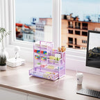 Marbrasse Mesh Pen Holder for Desk, Multi-Functional Pencil Organizer with Drawer, Desk Organizers and Accessories for Office Art Supplies (Purple)