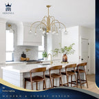Mid Century Gold Sputnik Chandelier 12 Lights Modern Large L52” Clear Glass Globe Pendant Light Fixture for High Ceiling Foyer Staircase Living Dining Room
