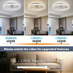 Ceiling Fan with Light, Upgraded 20‘’ Low Profile Fan, Flush Mount Ceiling Fan, 6 Speeds, Dimmable LED, App & Remote Control, Quiet DC Motor, for Bedroom, Living Room, F105 White