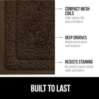 GORILLA GRIP Dirt Grabber Mesh Doormat, Low-Profile, Stain and Fade Resistant Heavy Duty Quick Dry Striped Doormats, Mats for Indoor or Outdoor Entry, Shoe Scraper, Garage Entrance Mat 47x35, Brown