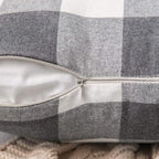 MIULEE Pack of 2 Classic Farmhouse Buffalo Check Plaids Polyester Linen Soft Solid Grey and White Decorative Throw Pillow Covers Home Decor Outdoor Cushion Case for Sofa Bedroom 24 x 24 Inch