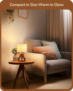 EDISHINE 14.6" Modern Table Lamp, Rose Wood Tripod Nightstand Lamp for Bedroom, Beige Linen Shade, Small Cute Bedside Lamp for Living Room, Office, On-Off Line Switch, E26 Base(Bulb Not Included)