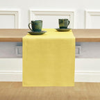 Solino Home Linen Table Runner 90 Inches Long - 100% Pure Linen Sunshine Yellow Dining Table Runner 14 x 90 Inch - Fete