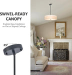 VONLUCE 3-Light Drum Chandeliers, 20" Pendant Light Fixture with 2-Layer Fabric Shade E26 Bases, Adjustable Swivel Joint Hanging Light Fixture for Bedroom Living Room Kitchen Hallway, Matte Black
