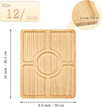 Divided Wood Serving Tray, Rectangular Tray Chip and Dip Platter, Serving Tray with 5 Sections for Appetizers & Snacks, Veggie Platter, Food Trays for Party 12'' x 8.7'' x 0.6''