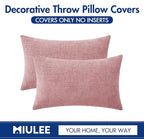 MIULEE Pack of 2 Couch Valentines Throw Pillow Covers 12x20 Inch Soft Spring Blush Pink Chenille Pillow Covers for Sofa Living Room Solid Dyed Pillow Cases