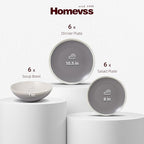 Rock Ridge Speckled Stoneware Dinnerware Set (18pc Set, Light Grey and Ivory)