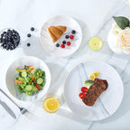 Bestone 12 Pieces Round Kitchen Dinnerware Sets,Plates and Bowls sets,Dishes, Plates, Bowls, Dish Set，Plates and Bowls,Service for 4, Blue and White Marble
