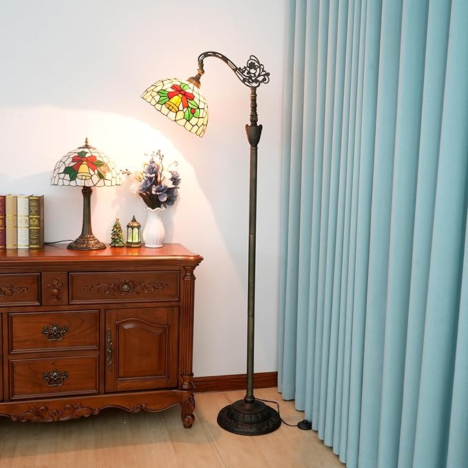 Tiffany Floor lamp 12 inch Stained Glass lamp Yellow Bell Adjustable Classical Art Floor lamp ADAPTS to Bedroom Dining Room Living Room Office and Other Tiffany Retro Style Home Decoration Crafts