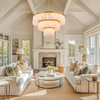 D34in Alabaster Round Chandelier, 3 Tiers Modern Marble Dining Room Chandeliers, Spanish Natural Alabaster Chandeliers, Alabaster Pendant Light Fixture, for Bedroom Entryway Foyer, Living Room