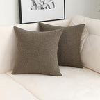 Jeneoo Light Brown Decorative Square Thick Throw Pillow Covers Fine Textured Boucle Couch Cushion Case for Living Room Sofa Home Decor, Set of 2, 18 x 18 Inch